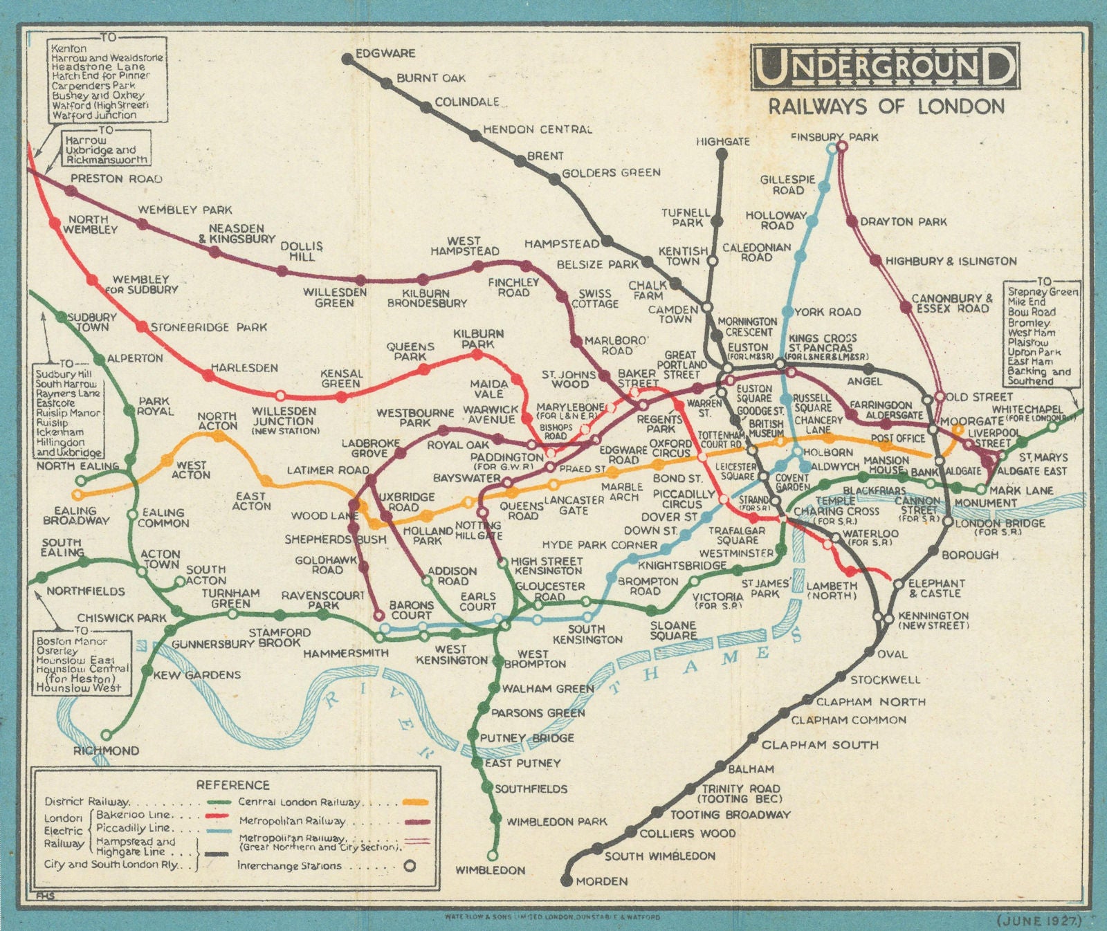 LONDON UNDERGROUND tube map plan diagram. STINGEMORE. June 1927 old